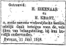 Huwelijksadvertentie: H. Eikenaar en H. Kragt
