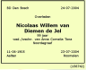 Overlijdensadvertentie: Nicolaas Willem van Diemen de Jel