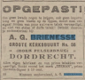 Krant: Advertentie A.G.Brienesse