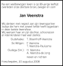Overlijdensadvertentie: Jan Veenstra