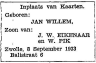 Geboorteadvertentie: Jan Willem Eikenaar