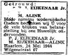 Huwelijksadvertentie: P.J Eijkenaar en M. Alink